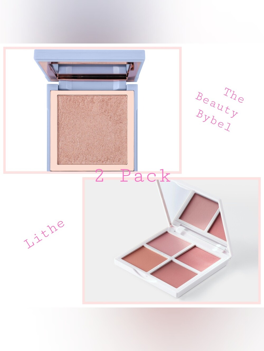 The Beauty Bybel Shimmer Highlighter & Lithe Sunset Blush Palette (2-Pack)